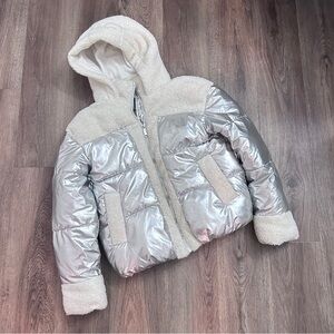 Sam Edelman Cream and Silver Fleece Jacket 10/12